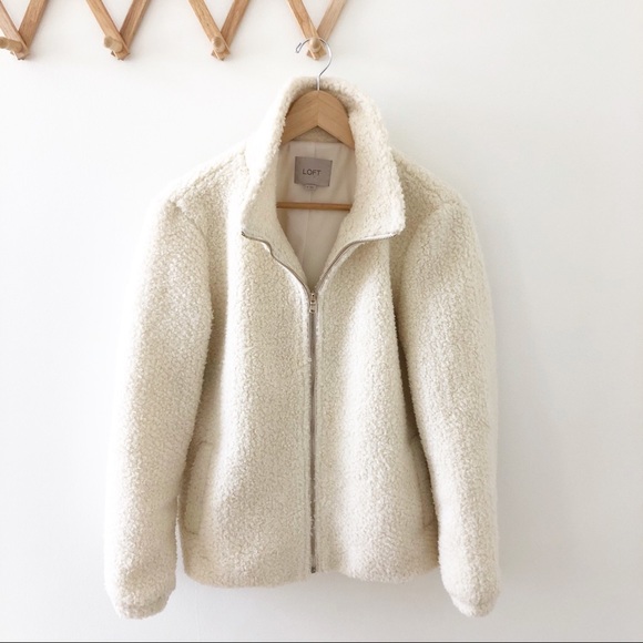 Loft Plush Sherpa Zip Jacket Cream 